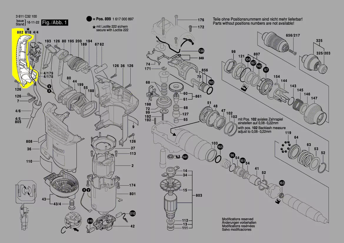 Poignée arrière réf. 1 617 000 6AE Bosch